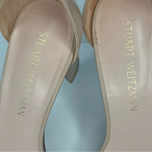 STUART WEITZMAN “Nearly Nude” Block Heel Sandals Beige Tan Ankle Strap Size 8.5 - Picture 16 of 16